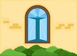 Wall Mural - window - outside house - Cartoon Background Vector