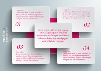Wall Mural - connected rectenagles infographic 5 pieces pink centre