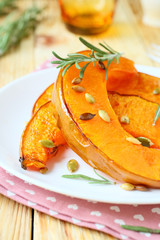 Canvas Print - slices of roasted pumpkin with rosemary