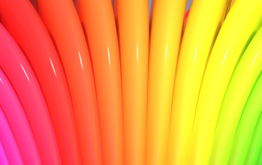 Poster - Abstract rainbow 3d strips - computer generated image.