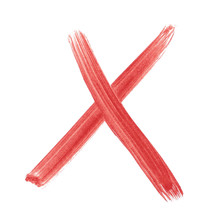 X - Red Handwritten Letter Over White Background Lower Case