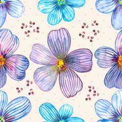 Wall Mural - Flower seamless texture watercolor