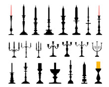 Silhouettes Of Candlesticks, Vector Illustration
