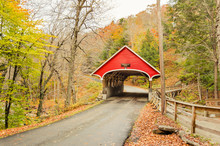 Covered Bridge In Autumn, New Hampshire