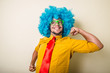 © Eugenio Marongiu - crazy funny young man with blue wig