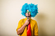 © Eugenio Marongiu - crazy funny young man with blue wig
