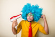 © Eugenio Marongiu - crazy funny young man with blue wig