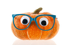 Funny Pumpkin With Eyes And Blue Glasses
