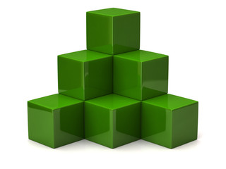 Wall Mural - Pyramid of green cubes