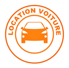 Sticker - location voiture sur bouton web rond orange