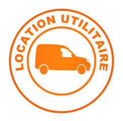 Sticker - location utilitaire sur bouton web rond orange