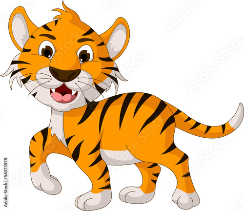 Fototapeta dla dzieci cute tiger cartoon walking