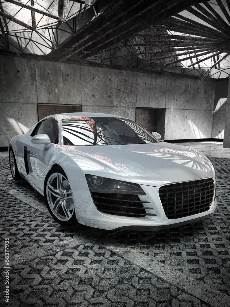Foto-Doppelrollo - luxury sport car indoor 3d illustration