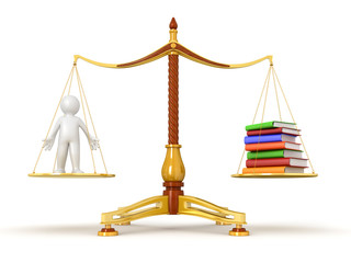 Poster - Justice Balance  with Books and man (clipping path included)