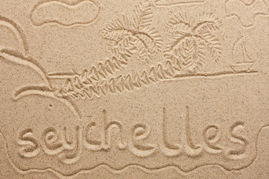 Seychelles handwritten from  sand