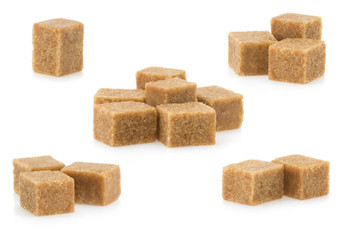 Wall Mural - brown sugar cubes on white