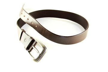 Black belt with reflection on a white background 