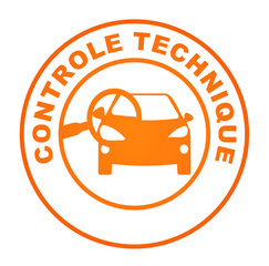 Aufkleber - contrôle technique sur bouton web rond orange