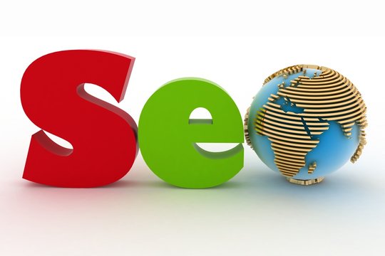Text 'SEO',  with globe instead of letter 