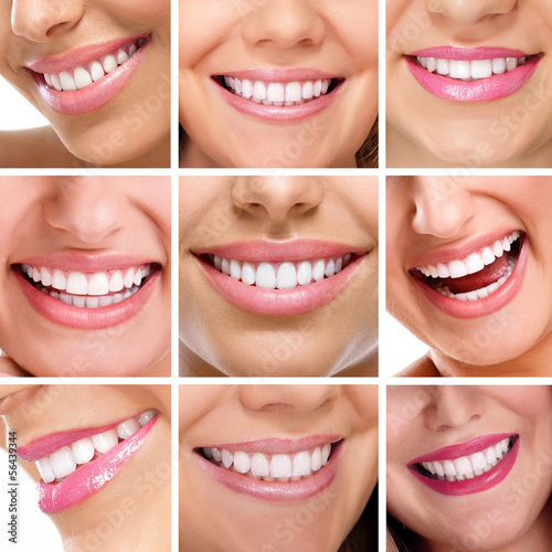 Naklejka - mata magnetyczna na lodówkę teeth collage of people smiles