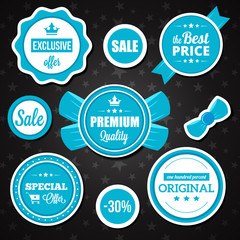 Poster - vector holiday sale badges stickers and labels blue