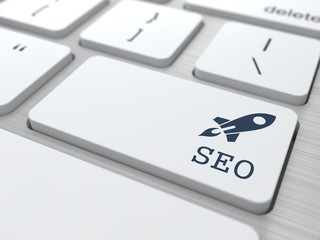 Poster - White Keyboard with SEO Button.