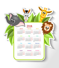 Calendar 2014 With Animals