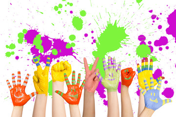 Fototapete - painted children's hands