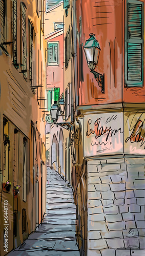 Obraz w ramie Street in Roma - illustration