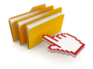 Poster - folders with files and cursor (clipping path included)