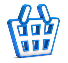 Blue Shopping Basket Icon On A White Background