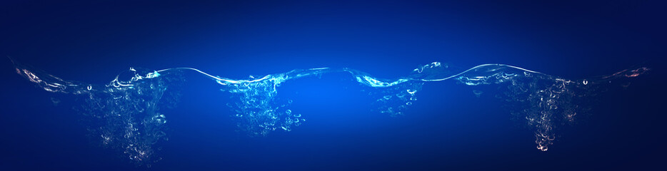 water wave collage on blue background