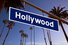 Hollywood  Sign Illustration Over LA Palm Trees