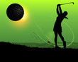 silhouette of woman golfer