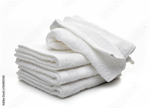 Fotografie, Obraz Stack of white hotel towels on a white background
