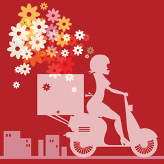 Scooter Girl silhouette, vector illustration