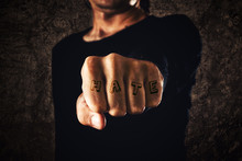 Hand With Clenched Fist - Tattooed Hate