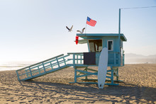Santa Monica Beach Lifeguard Tower In California