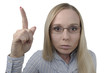 © grufnar - portrait of a strict woman with glasses on a white background