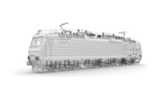 Gray Locomotive 3d Model Isolated On White Background