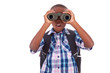 © Samuel B. - African American school boy using binoculars - Black people
