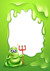 Wall Mural - A green monster holding a death fork