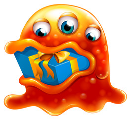 Sticker - A monster swallowing a gift