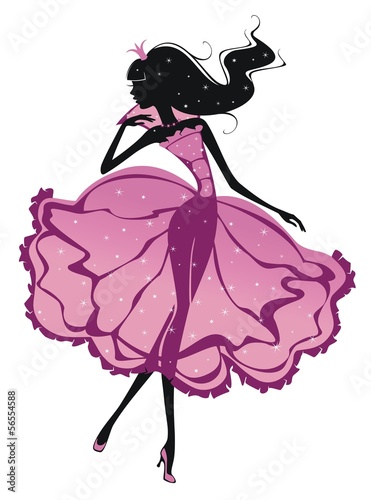 Naklejka nad blat kuchenny Księżniczka w różowej sukience