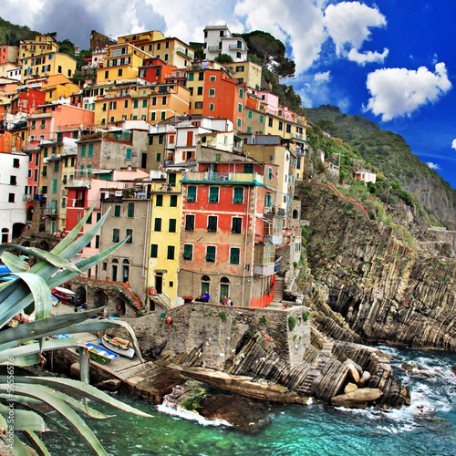 Naklejka na drzwi picturesque Riomaggiore fishing village - cinque terre Italy