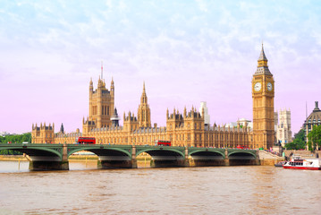  Houses of Parliament and Big Ben Tower with Westminster Bridge