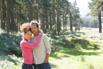 Wall Mural - Romantic Young Couple Walking In Countryside