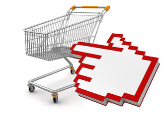 Fototapete - Shopping Cart  and cursor (clipping path included)