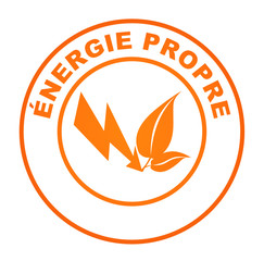 Poster - énergie propre sur bouton web rond orange