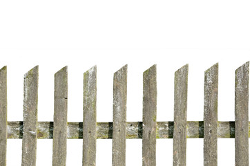 Wall Mural - old wooden fence on the white background